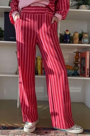 Shoreditch Stripe Lounge Flare Trouser Hot Pink & Red /10 * pre order due approx 10 days